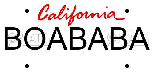 BOABABA California License Plate