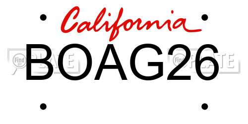 BOAG26 California License Plate