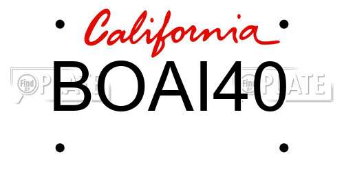 BOAI40 California License Plate