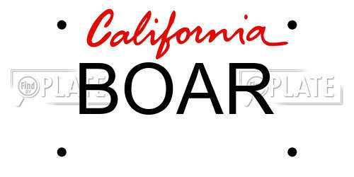 BOAR California License Plate