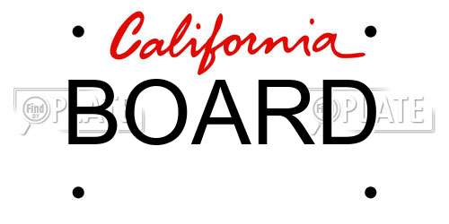 BOARD California License Plate
