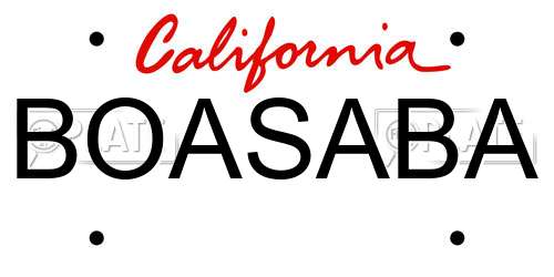 BOASABA California License Plate