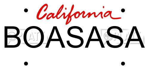 BOASASA California License Plate