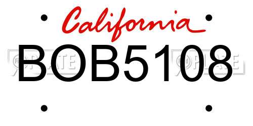 BOB5108 California License Plate