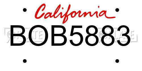 BOB5883 California License Plate