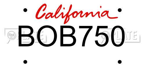 BOB750 California License Plate