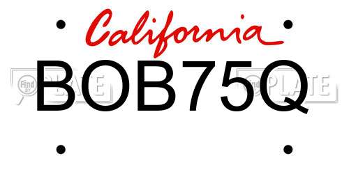 BOB75Q California License Plate