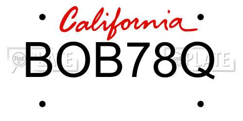 BOB78Q California License Plate