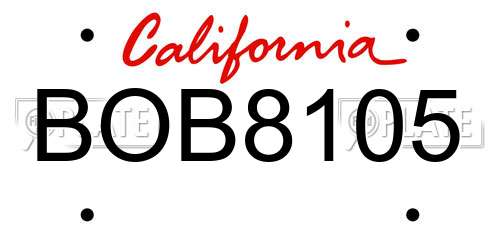 BOB8105 California License Plate