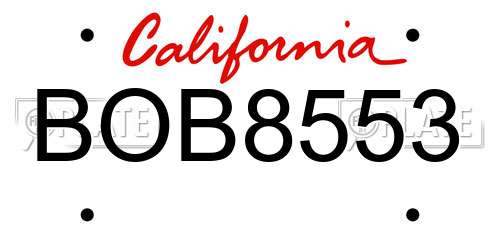 BOB8553 California License Plate