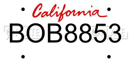 BOB8853 California License Plate