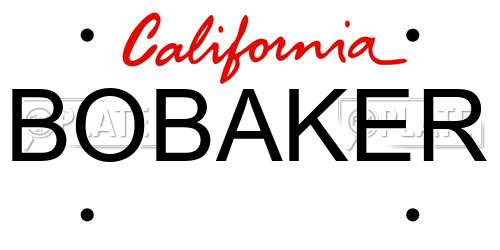 BOBAKER California License Plate