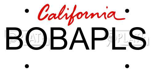 BOBAPLS California License Plate