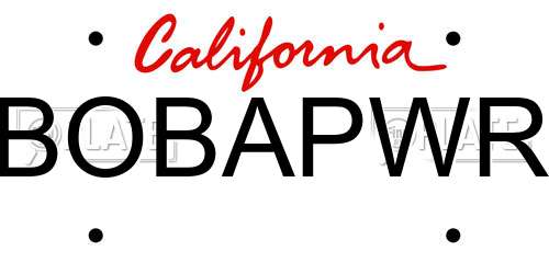 BOBAPWR California License Plate