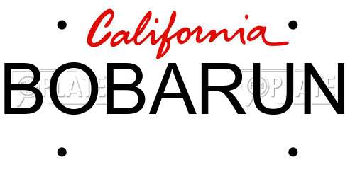 BOBARUN California License Plate