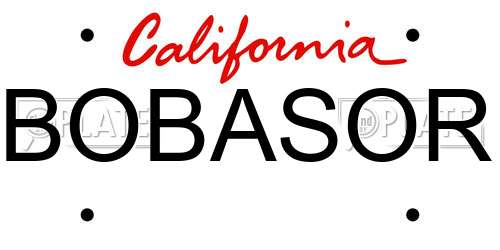 BOBASOR California License Plate