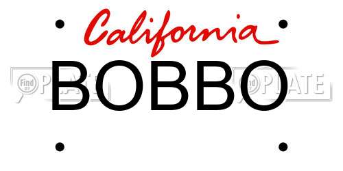 BOBBO California License Plate