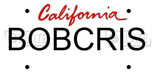 BOBCRIS California License Plate