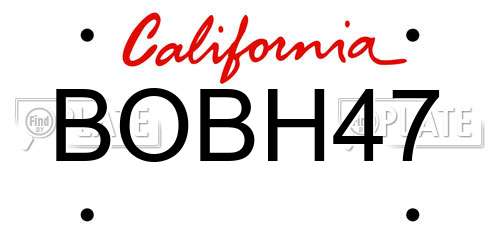 BOBH47 California License Plate