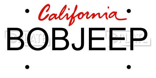 BOBJEEP California License Plate
