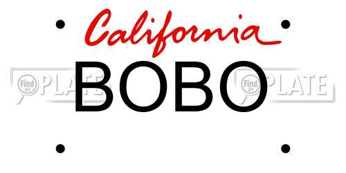 BOBO California License Plate