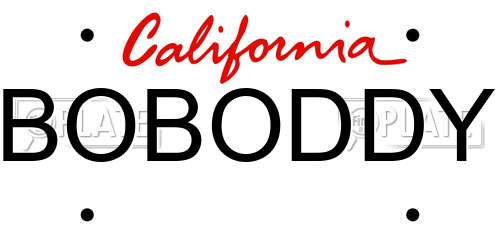 BOBODDY California License Plate