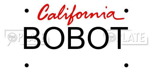 BOBOT California License Plate