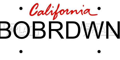 BOBRDWN California License Plate