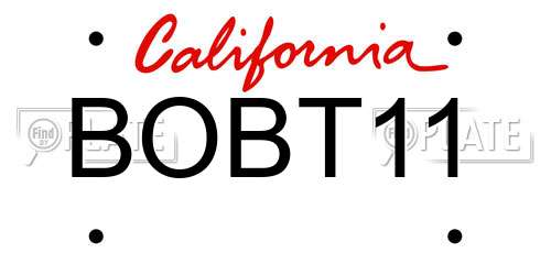 BOBT11 California License Plate