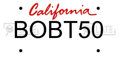 BOBT50 California License Plate