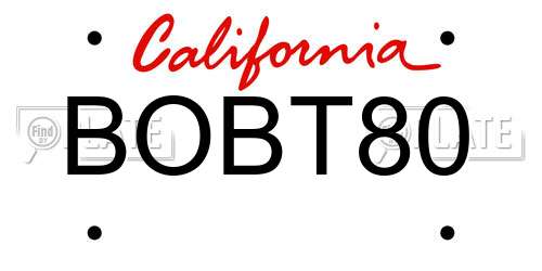 BOBT80 California License Plate
