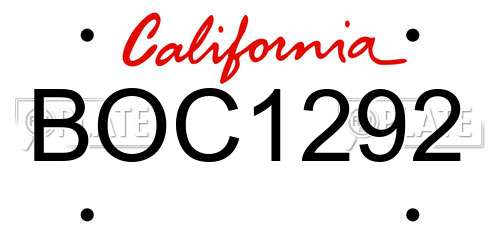 BOC1292 California License Plate