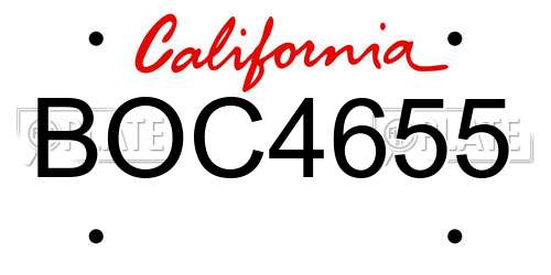 BOC4655 California License Plate