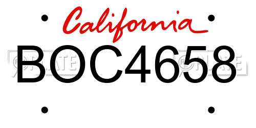 BOC4658 California License Plate