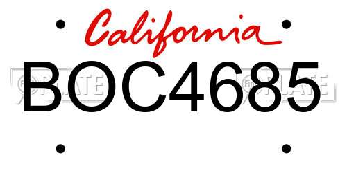 BOC4685 California License Plate