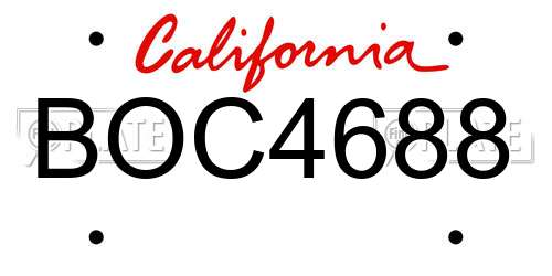 BOC4688 California License Plate