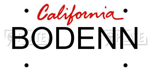 BODENN California License Plate
