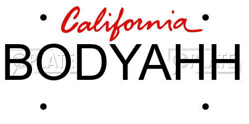 BODYAHH California License Plate