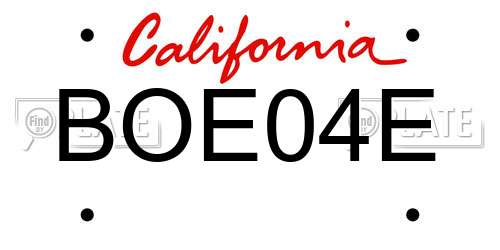 BOE04E California License Plate
