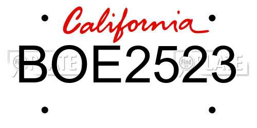 BOE2523 California License Plate