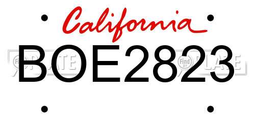 BOE2823 California License Plate