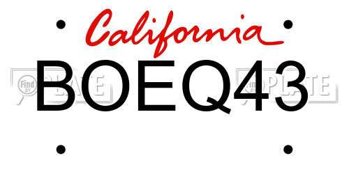 BOEQ43 California License Plate