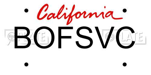 BOFSVC California License Plate