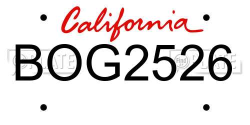BOG2526 California License Plate