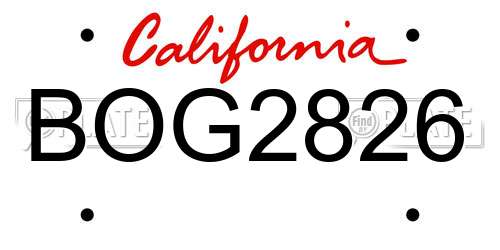 BOG2826 California License Plate