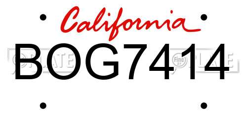 BOG7414 California License Plate