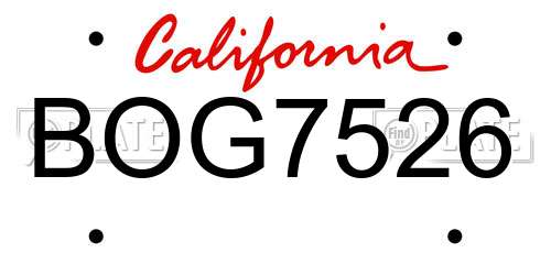 BOG7526 California License Plate