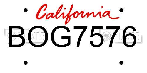 BOG7576 California License Plate