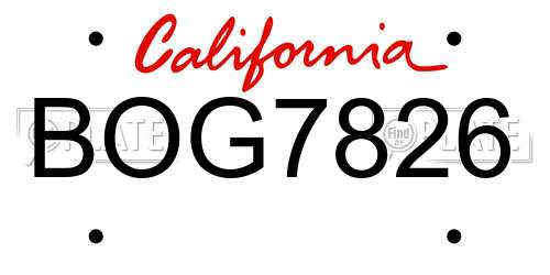 BOG7826 California License Plate