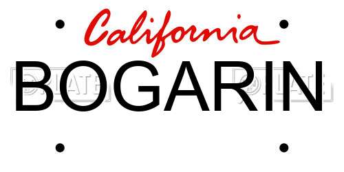 BOGARIN California License Plate